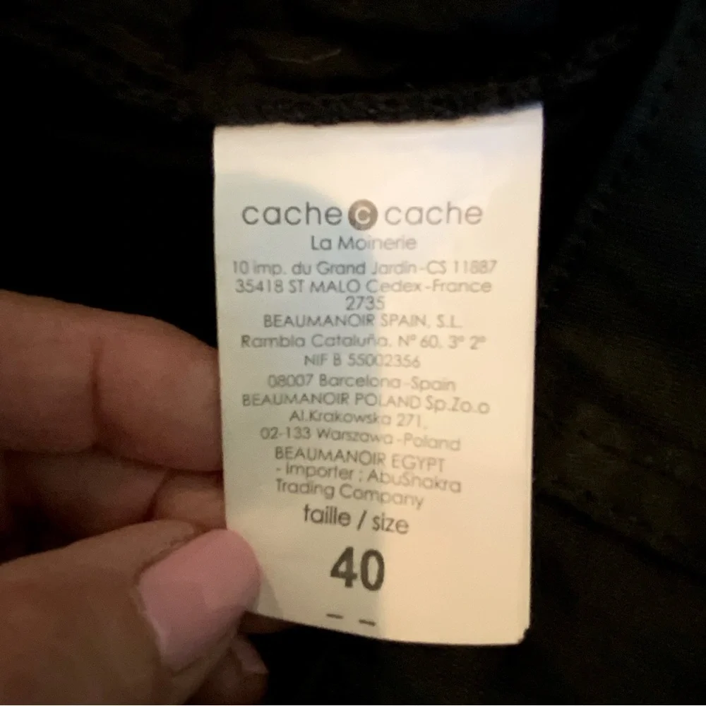 Cache Cache Skirt Ultra Micro Mini 5 Pocket Black Stretch  Size EU 40 US Large